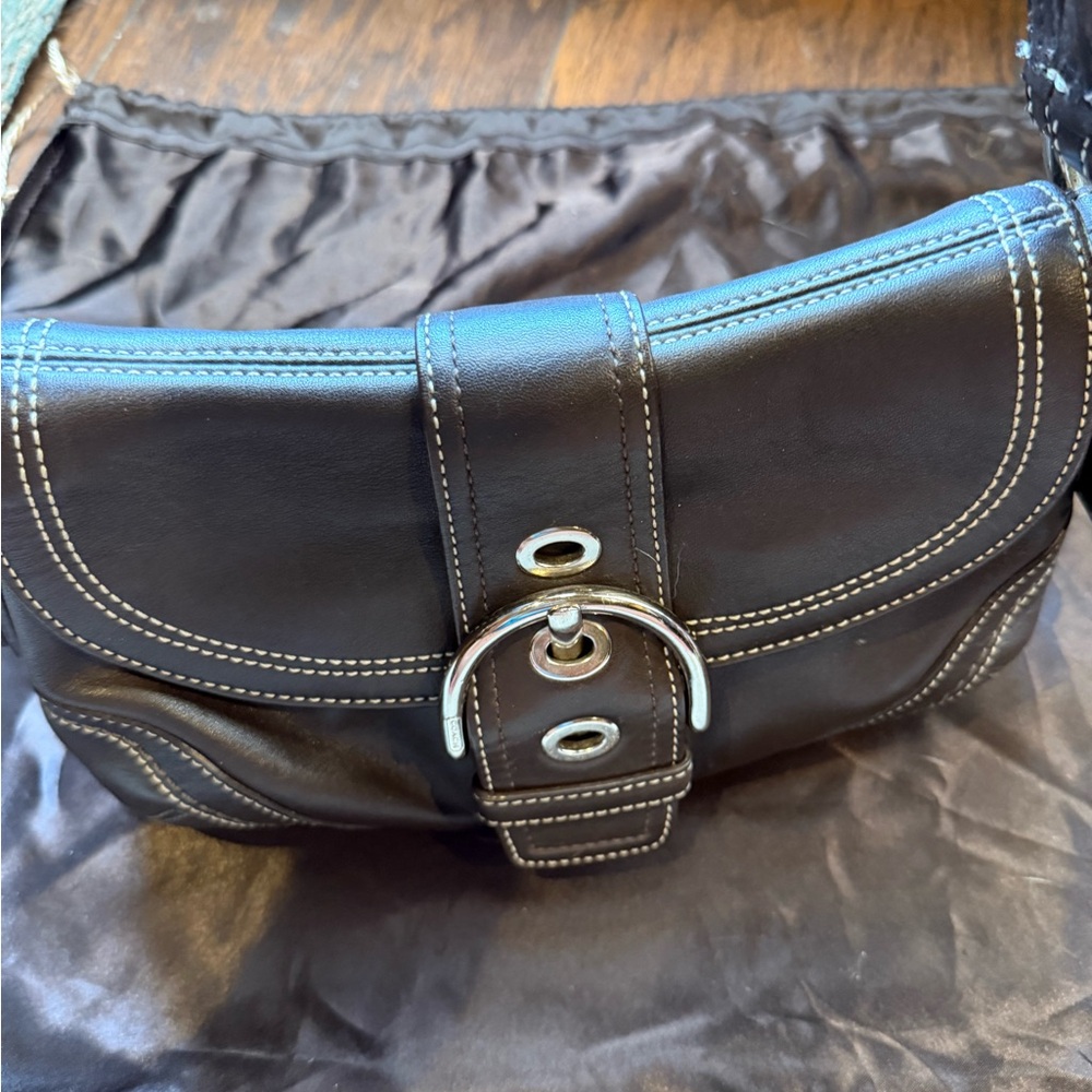 Coach Dark Brown Leather Shoulder Bag